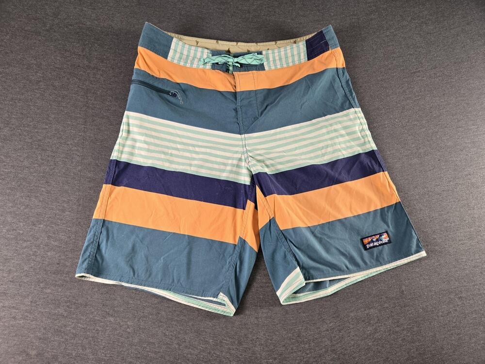 Patagonia Shorts Mens 34 Multicolor Striped Board Swim Trunks Surf Quick Dry